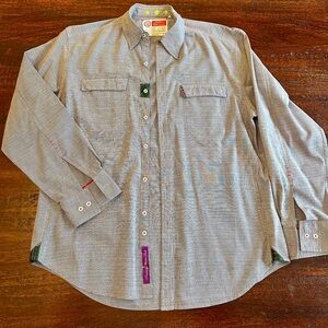 Robert Graham Gray Button Down Shirt 2 Pocket Extra Details